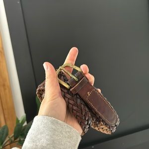 Vintage LL Bean Braided Genuine leather Brass Hardware Belt. Size medium